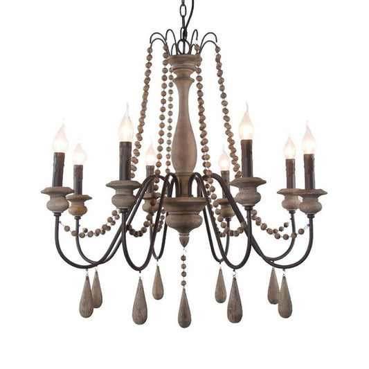 Retro 6/8/12 Heads Chandelier Lamp Grey Branch Ceiling Pendant Light with Metal Arm for Living Room Clearhalo 'Ceiling Lights' 'Chandeliers' Lighting' options 341919