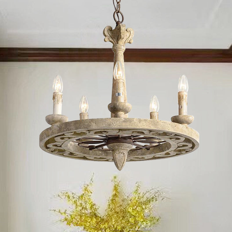 Round Pendant Chandelier Traditional Wood 5/6 Bulbs Light Tan Hanging Lamp for Living Room 5 Light Tan Clearhalo 'Ceiling Lights' 'Chandeliers' Lighting' options 341949_723ba6c2-a0dd-49d2-bc42-8565c27eb7ca