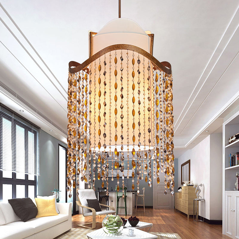 Cascade Chandelier Lamp Nordic Crystal 3 Heads Red Brown Pendant Lighting Fixture for Living Room Red Brown Clearhalo 'Ceiling Lights' 'Chandeliers' Lighting' options 341988_7b1be1ba-355f-4be7-ba19-2eeff0c5a975