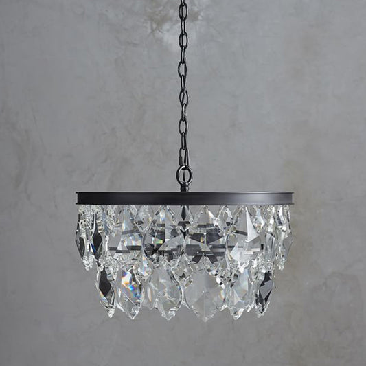 2-Layer Chandelier Light Modern Crystal 3 Heads Black Hanging Lamp Kit for Dining Room Clearhalo 'Ceiling Lights' 'Chandeliers' Lighting' options 342000