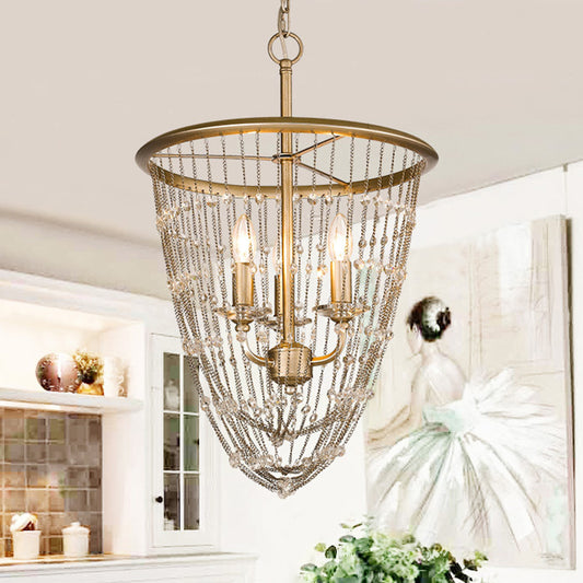 3 Bulbs Cone Ceiling Chandelier Contemporary Crystal Suspended Lighting Fixture in Gold Clearhalo 'Ceiling Lights' 'Chandeliers' Lighting' options 342008