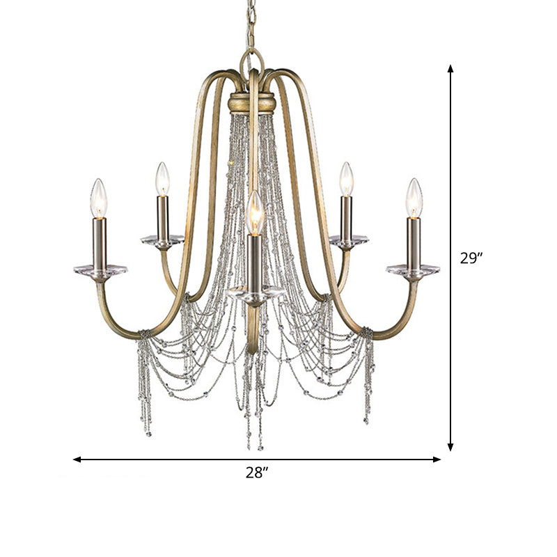 Nordic Starburst Hanging Chandelier Crystal 5 Bulbs Suspension Light in Gold for Living Room Clearhalo 'Ceiling Lights' 'Chandeliers' Lighting' options 342017