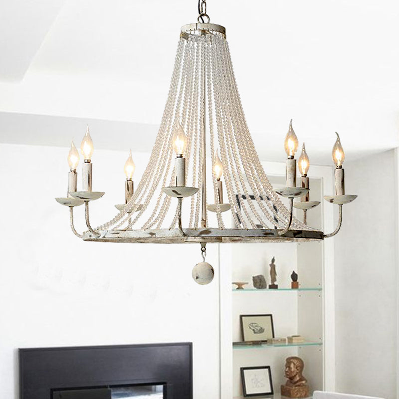 Distressed White Candle Ceiling Chandelier Modernism Crystal 5/6/8 Heads Hanging Light Fixture 8 Distressed White Clearhalo 'Ceiling Lights' 'Chandeliers' Lighting' options 342028_a4fd1a97-0a98-4a1d-b903-cf9dd35b230e