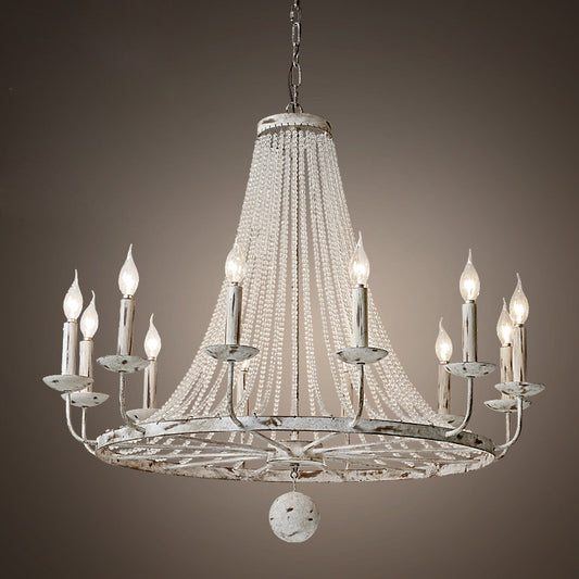 Distressed White Candle Ceiling Chandelier Modernism Crystal 5/6/8 Heads Hanging Light Fixture Clearhalo 'Ceiling Lights' 'Chandeliers' Lighting' options 342035