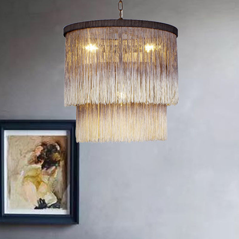 Minimalist Cylindrical Hanging Chandelier Fabric 4 Bulbs Suspension Lamp in Brown for Bedroom Brown Clearhalo 'Ceiling Lights' 'Chandeliers' Lighting' options 342079_47b0bbc4-c532-41c0-95c2-7db5a84c2533
