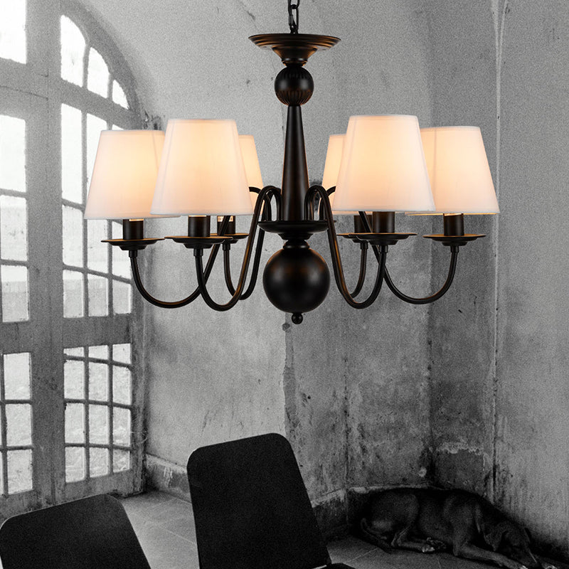 3/5/6 Lights Chandelier Light Fixture Traditional White Fabric Tapered Pendant Lamp for Living Room 6 White Clearhalo 'Ceiling Lights' 'Chandeliers' Lighting' options 342159_1c17a00f-0256-46e7-a4a0-3ae58d297a90