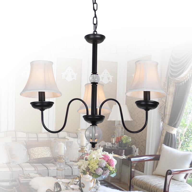 White 3/5/6 Lights Chandelier Light Fixture Traditional Fabric Tapered Pendant Lamp Clearhalo 'Ceiling Lights' 'Chandeliers' Lighting' options 342167