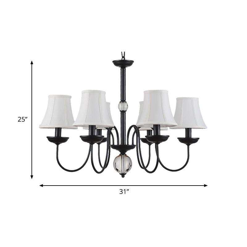 White 3/5/6 Lights Chandelier Light Fixture Traditional Fabric Tapered Pendant Lamp Clearhalo 'Ceiling Lights' 'Chandeliers' Lighting' options 342180