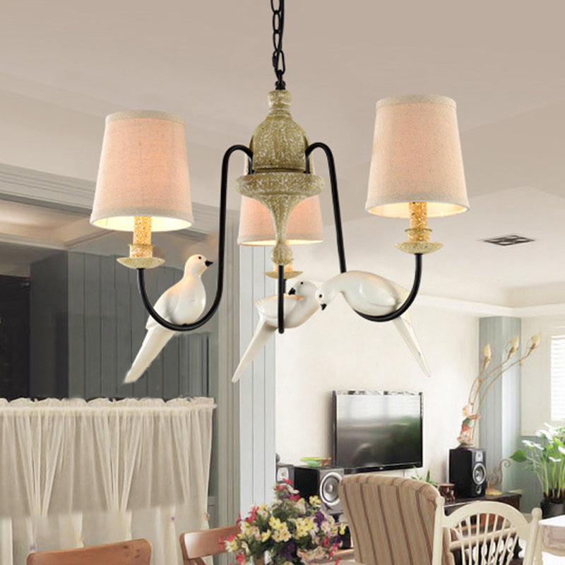 3/8 Lights Fabric Hanging Chandelier Traditional Flaxen Tapered Dining Room Pendant Light Fixture 3 Flaxen Clearhalo 'Ceiling Lights' 'Chandeliers' Lighting' options 342248_09f4927e-180e-48c5-bb7f-5a7b31efb28d