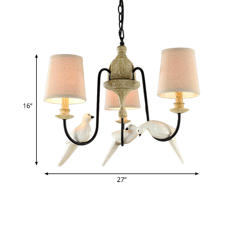 3/8 Lights Fabric Hanging Chandelier Traditional Flaxen Tapered Dining Room Pendant Light Fixture Clearhalo 'Ceiling Lights' 'Chandeliers' Lighting' options 342252