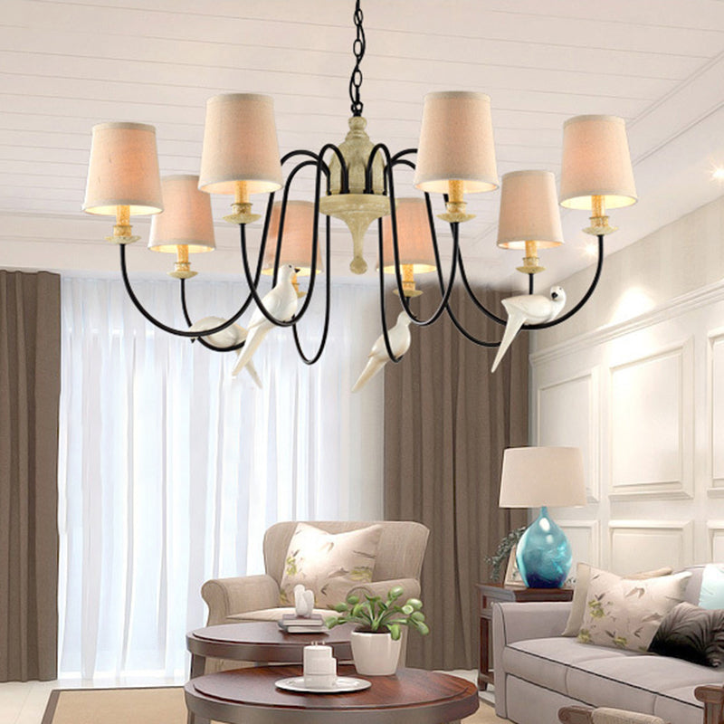 3/8 Lights Fabric Hanging Chandelier Traditional Flaxen Tapered Dining Room Pendant Light Fixture 8 Flaxen Clearhalo 'Ceiling Lights' 'Chandeliers' Lighting' options 342253_05731d0b-c73e-428b-bce2-d97c6ba24215