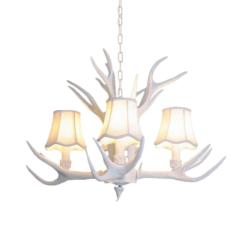 3/4/5 Lights Chandelier Lighting Fixture Modern Cone Resin Ceiling Suspension Lamp in White for Living Room Clearhalo 'Ceiling Lights' 'Chandeliers' Lighting' options 342455