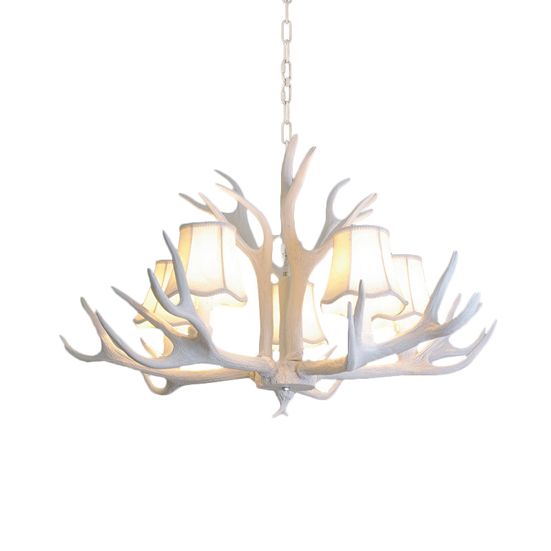 3/4/5 Lights Chandelier Lighting Fixture Modern Cone Resin Ceiling Suspension Lamp in White for Living Room Clearhalo 'Ceiling Lights' 'Chandeliers' Lighting' options 342465