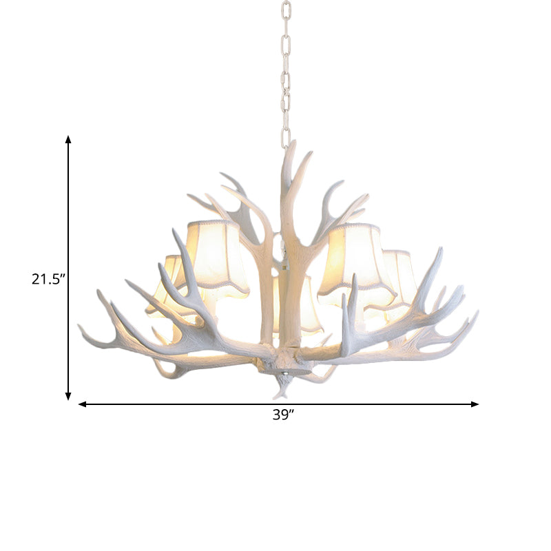 3/4/5 Lights Chandelier Lighting Fixture Modern Cone Resin Ceiling Suspension Lamp in White for Living Room Clearhalo 'Ceiling Lights' 'Chandeliers' Lighting' options 342466