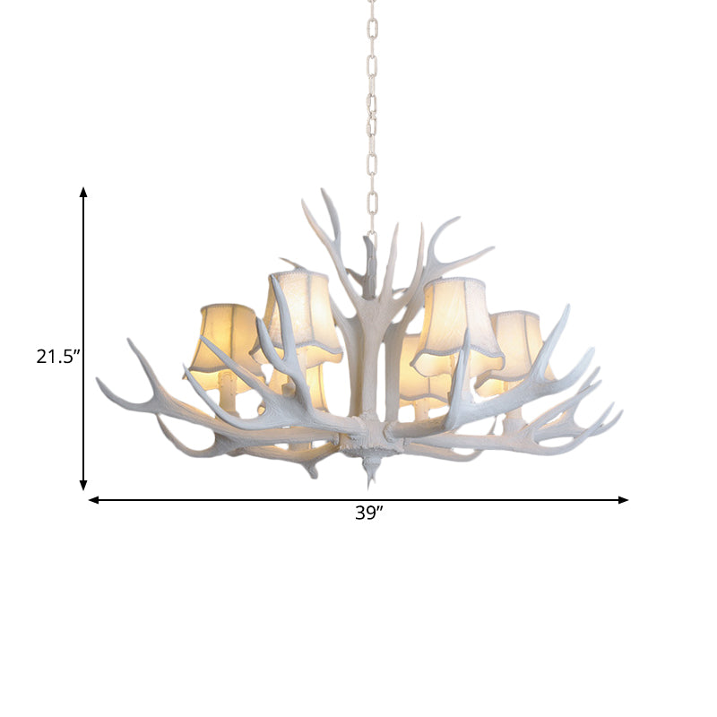 3/4/5 Lights Chandelier Lighting Fixture Modern Cone Resin Ceiling Suspension Lamp in White for Living Room Clearhalo 'Ceiling Lights' 'Chandeliers' Lighting' options 342471