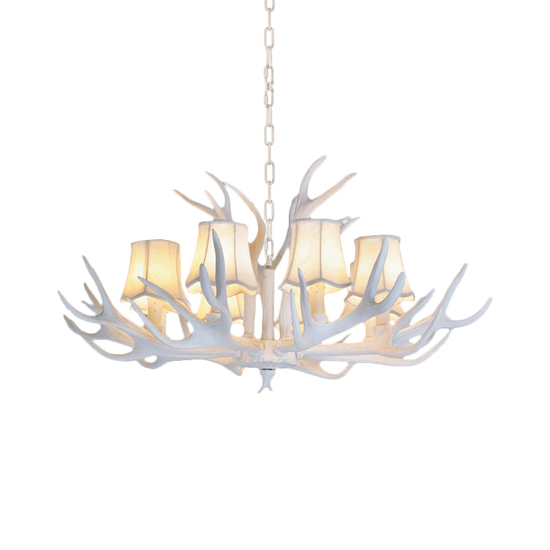 3/4/5 Lights Chandelier Lighting Fixture Modern Cone Resin Ceiling Suspension Lamp in White for Living Room Clearhalo 'Ceiling Lights' 'Chandeliers' Lighting' options 342475