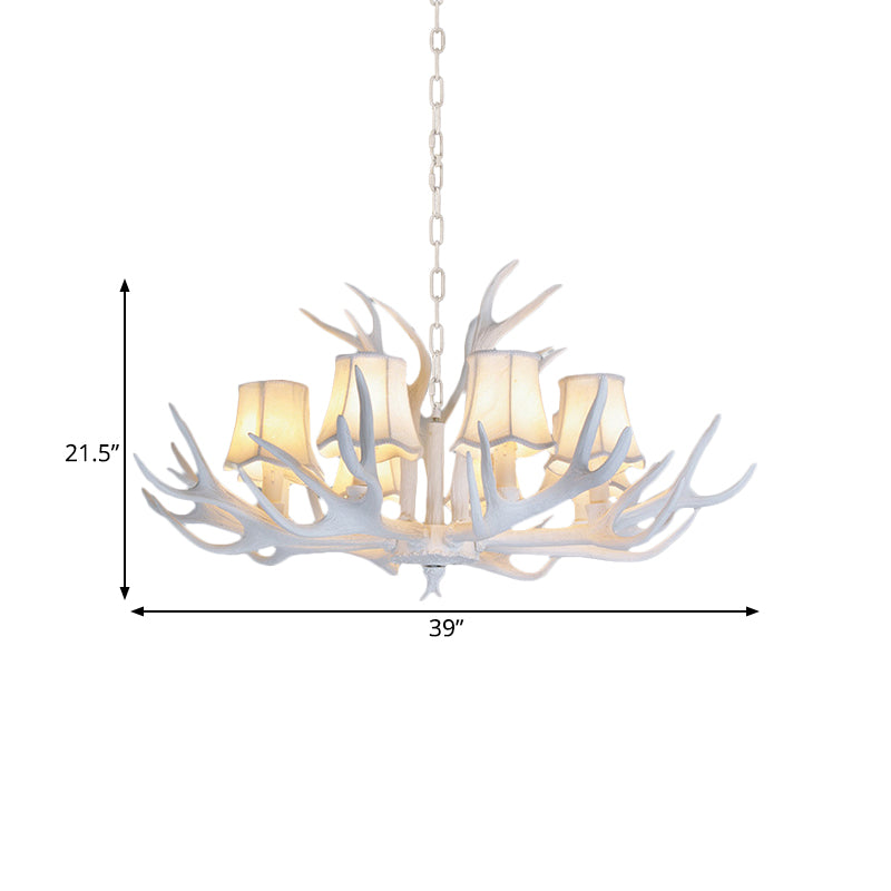 3/4/5 Lights Chandelier Lighting Fixture Modern Cone Resin Ceiling Suspension Lamp in White for Living Room Clearhalo 'Ceiling Lights' 'Chandeliers' Lighting' options 342476