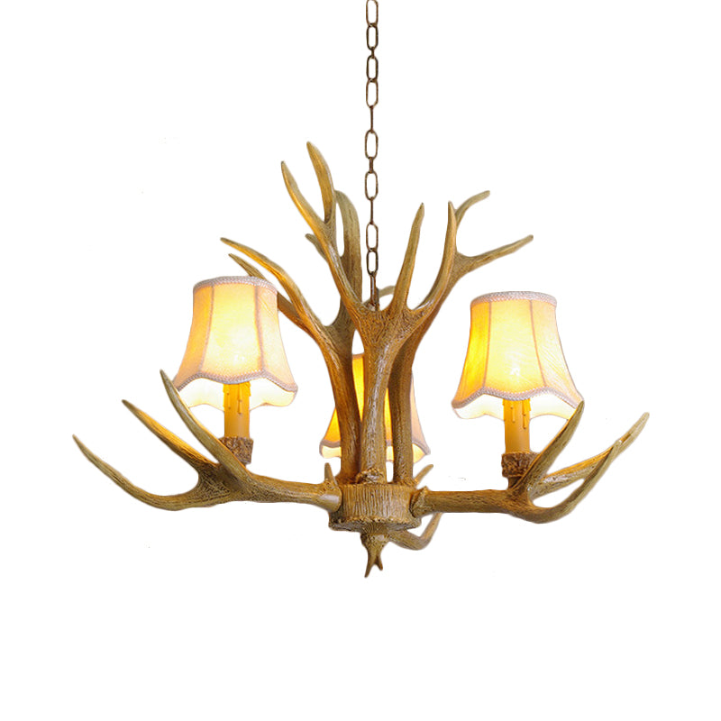 Conical Living Room Drop Lamp Traditional Resin 3/4/5 Bulbs Brown Chandelier Pendant Light with Antler Clearhalo 'Ceiling Lights' 'Chandeliers' Lighting' options 342485