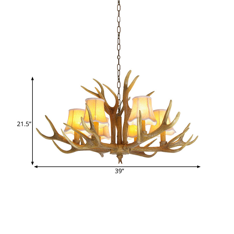Conical Living Room Drop Lamp Traditional Resin 3/4/5 Bulbs Brown Chandelier Pendant Light with Antler Clearhalo 'Ceiling Lights' 'Chandeliers' Lighting' options 342500
