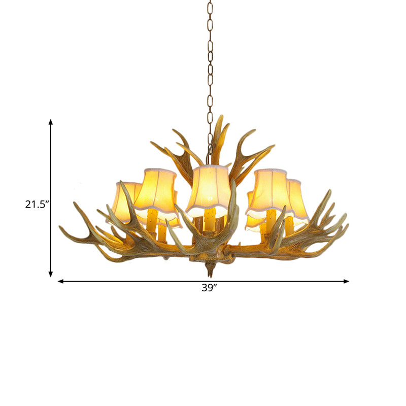 Conical Living Room Drop Lamp Traditional Resin 3/4/5 Bulbs Brown Chandelier Pendant Light with Antler Clearhalo 'Ceiling Lights' 'Chandeliers' Lighting' options 342505