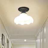 1 Light Scalloped Flush Mount Lamp Traditional White Glass Ceiling Mounted Fixture for Corridor White Clearhalo 'Ceiling Lights' 'Close To Ceiling Lights' 'Close to ceiling' 'Flush mount' Lighting' 342533