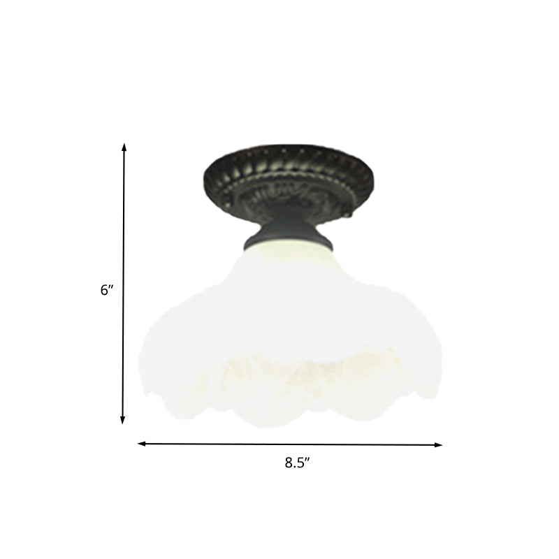 1 Light Scalloped Flush Mount Lamp Traditional White Glass Ceiling Mounted Fixture for Corridor Clearhalo 'Ceiling Lights' 'Close To Ceiling Lights' 'Close to ceiling' 'Flush mount' Lighting' 342537