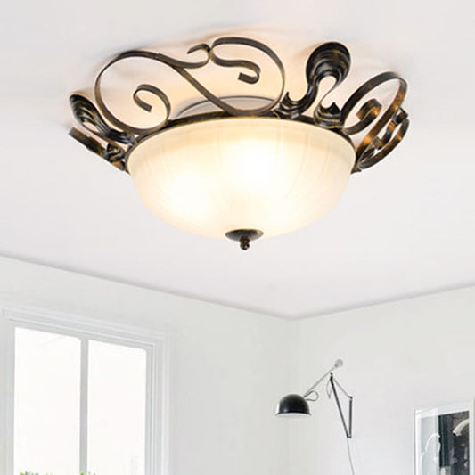 Black 3 Lights Ceiling Lighting Classic White Glass Bowl Flush Light Fixture for Living Room White Clearhalo 'Ceiling Lights' 'Close To Ceiling Lights' 'Close to ceiling' 'Flush mount' Lighting' 342538