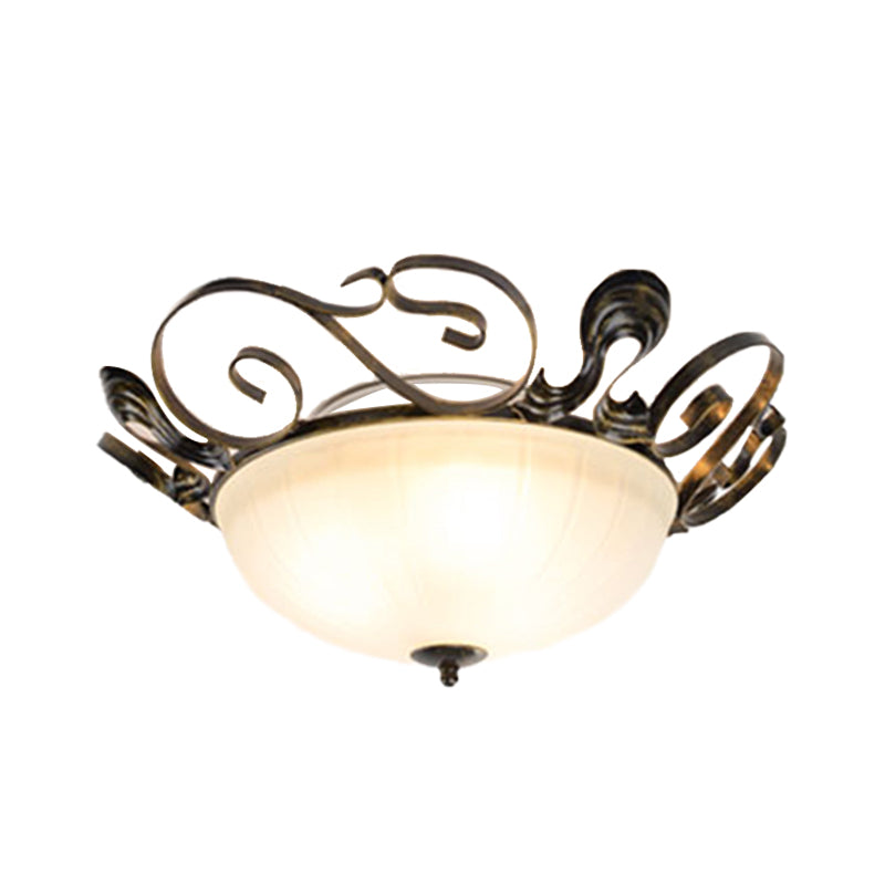 Black 3 Lights Ceiling Lighting Classic White Glass Bowl Flush Light Fixture for Living Room Clearhalo 'Ceiling Lights' 'Close To Ceiling Lights' 'Close to ceiling' 'Flush mount' Lighting' 342540