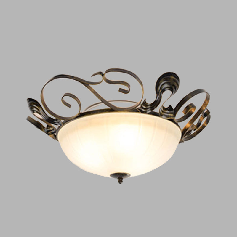 Black 3 Lights Ceiling Lighting Classic White Glass Bowl Flush Light Fixture for Living Room Clearhalo 'Ceiling Lights' 'Close To Ceiling Lights' 'Close to ceiling' 'Flush mount' Lighting' 342541