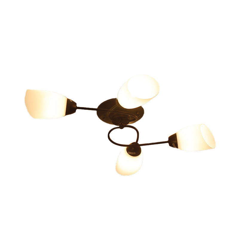 4/6/9 Lights Oval Semi Flush Lighting Traditional White Glass Ceiling Mount for Living Room Clearhalo 'Ceiling Lights' 'Close To Ceiling Lights' 'Close to ceiling' 'Glass shade' 'Glass' 'Semi-flushmount' Lighting' 342601