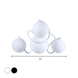 4/7 Lights Opal Glass Semi Flush Light Traditional Black/White Orb Living Room Ceiling Lighting, 22"/34" Wide Clearhalo 'Ceiling Lights' 'Close To Ceiling Lights' 'Close to ceiling' 'Flush mount' Lighting' 342607