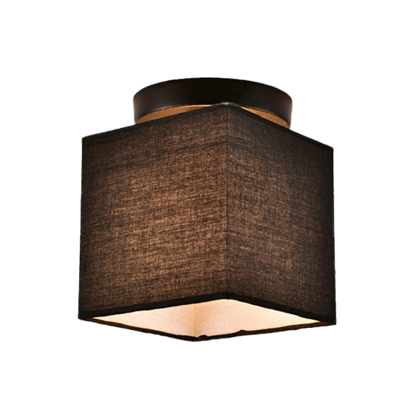 Black/White 1 Light Ceiling Mount Traditional Fabric Round/Square Flush Light Fixture for Corridor Clearhalo 'Ceiling Lights' 'Close To Ceiling Lights' 'Close to ceiling' 'Flush mount' Lighting' 342633