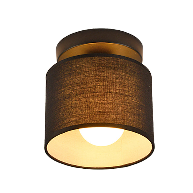 Black/White 1 Light Ceiling Mount Traditional Fabric Round/Square Flush Light Fixture for Corridor Clearhalo 'Ceiling Lights' 'Close To Ceiling Lights' 'Close to ceiling' 'Flush mount' Lighting' 342640