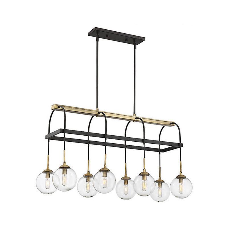 Minimalist Arch Island Pendant Clear Glass 8 Bulbs Hanging Light in Black and Gold for Living Room Clearhalo 'Ceiling Lights' 'Glass shade' 'Glass' 'Island Lights' Lighting' 342732