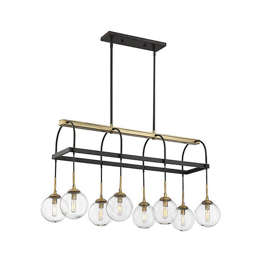 Minimalist Arch Island Pendant Clear Glass 8 Bulbs Hanging Light in Black and Gold for Living Room Clearhalo 'Ceiling Lights' 'Glass shade' 'Glass' 'Island Lights' Lighting' 342732