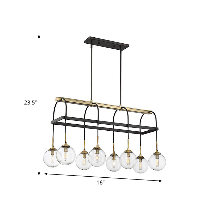 Minimalist Arch Island Pendant Clear Glass 8 Bulbs Hanging Light in Black and Gold for Living Room Clearhalo 'Ceiling Lights' 'Glass shade' 'Glass' 'Island Lights' Lighting' 342733