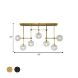 Black/Gold Sphere Island Lighting Nordic Clear Glass 7 Bulbs Hanging Lamp Kit for Living Room Clearhalo 'Ceiling Lights' 'Glass shade' 'Glass' 'Island Lights' Lighting' 342737