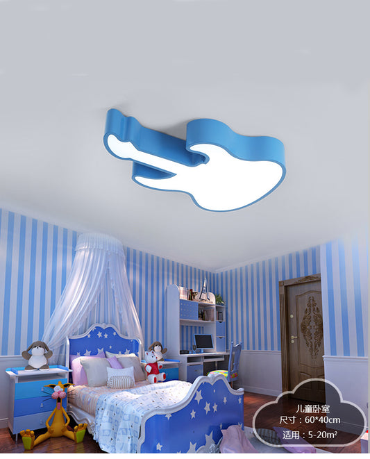 23"/26" W Guitar Shape Flush Mount Lighting Cartoon Acrylic LED Blue/Pink Flush Ceiling Light for Bedroom, Warm/White Light Blue Clearhalo 'Ceiling Lights' 'Close To Ceiling Lights' 'Close to ceiling' 'Flush mount' Lighting' 344