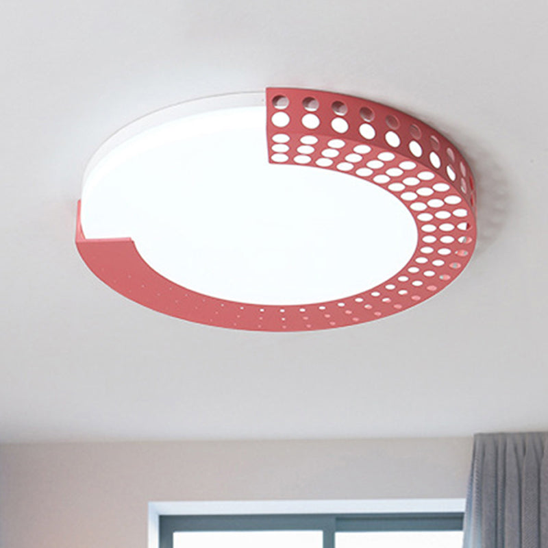 Modern Circle Ceiling Mount Light with Dot Half-Ring Acrylic LED Ceiling Lamp for Baby Room Pink Clearhalo 'Ceiling Lights' 'Close To Ceiling Lights' 'Close to ceiling' Lighting' 345578