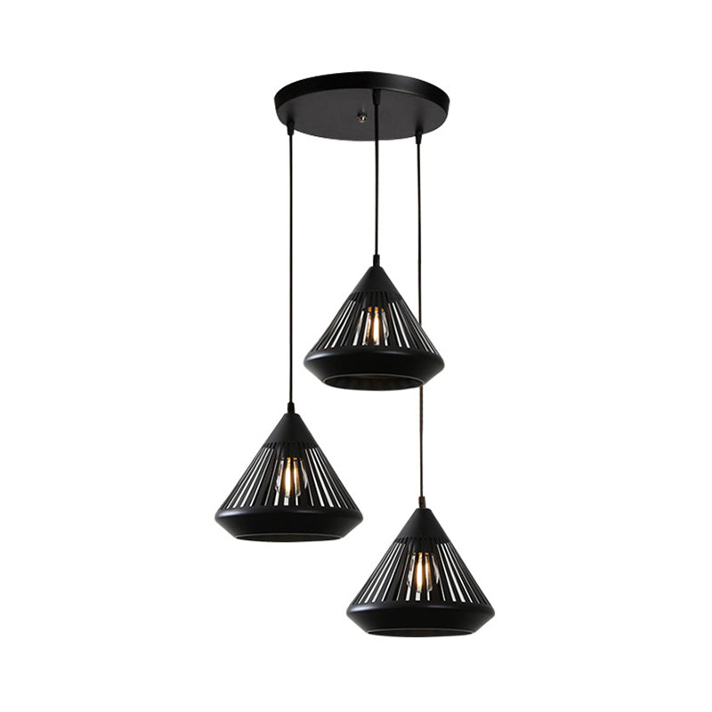 Conical Ceiling Pendant Light 3 Lights Modern Black Suspension Light for Dining Room Clearhalo 'Art Deco Pendants' 'Black' 'Cast Iron' 'Ceiling Lights' 'Ceramic' 'Crystal' 'Industrial Pendants' 'Industrial' 'Metal' 'Middle Century Pendants' 'Pendant Lights' 'Pendants' 'Rustic Pendants' 'Tiffany' Lighting' 35141