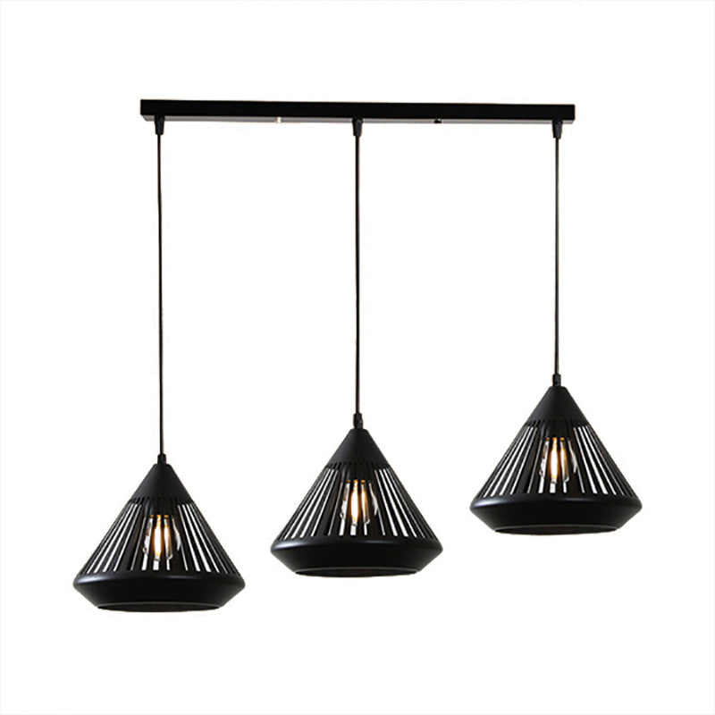 Conical Ceiling Pendant Light 3 Lights Modern Black Suspension Light for Dining Room Clearhalo 'Art Deco Pendants' 'Black' 'Cast Iron' 'Ceiling Lights' 'Ceramic' 'Crystal' 'Industrial Pendants' 'Industrial' 'Metal' 'Middle Century Pendants' 'Pendant Lights' 'Pendants' 'Rustic Pendants' 'Tiffany' Lighting' 35145