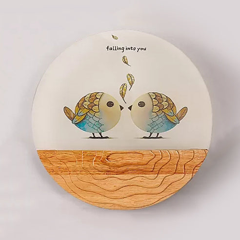 Round LED Wall Light with Animal Creative Wood Sconce Light in Beige for Kindergarten Clearhalo 'Wall Lamps & Sconces' 'Wall Lights' Lighting' 35467