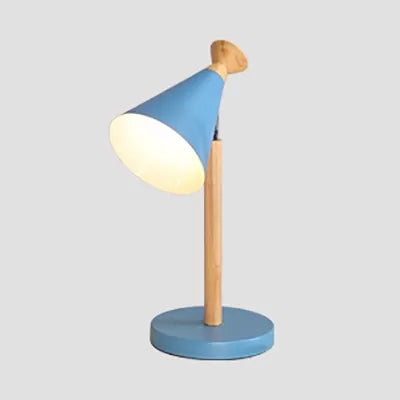 Macaron Style Cone Desk Light Metal 1 Light Candy Colored Study Light for Dormitory Blue Clearhalo 'Lamps' 'Table Lamps' Lighting' 35908