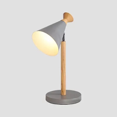 Macaron Style Cone Desk Light Metal 1 Light Candy Colored Study Light for Dormitory Grey Clearhalo 'Lamps' 'Table Lamps' Lighting' 35910