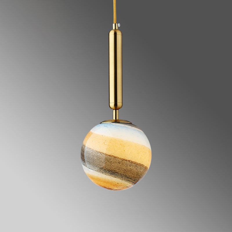 1 Light Bedroom Pendant Lamp Contemporary Gold/Black Hanging Ceiling Light with Spherical Frosted Glass Shade Clearhalo 'Ceiling Lights' 'Close To Ceiling Lights' 'Glass shade' 'Glass' 'Modern Pendants' 'Modern' 'Pendant Lights' 'Pendants' Lighting' 359267