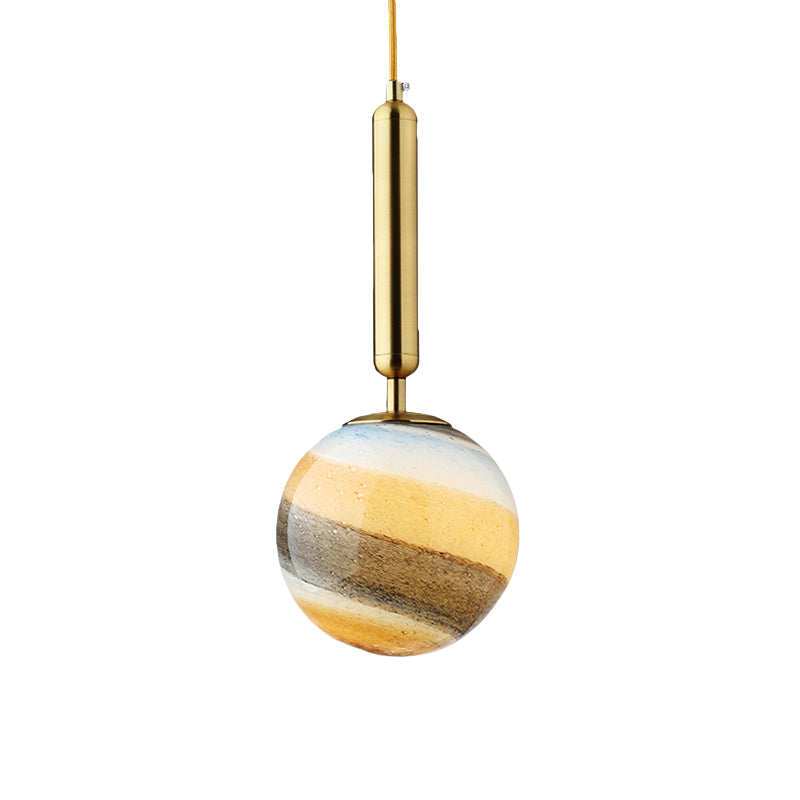 1 Light Bedroom Pendant Lamp Contemporary Gold/Black Hanging Ceiling Light with Spherical Frosted Glass Shade Clearhalo 'Ceiling Lights' 'Close To Ceiling Lights' 'Glass shade' 'Glass' 'Modern Pendants' 'Modern' 'Pendant Lights' 'Pendants' Lighting' 359268