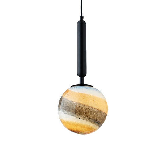 1 Light Bedroom Pendant Lamp Contemporary Gold/Black Hanging Ceiling Light with Spherical Frosted Glass Shade Clearhalo 'Ceiling Lights' 'Close To Ceiling Lights' 'Glass shade' 'Glass' 'Modern Pendants' 'Modern' 'Pendant Lights' 'Pendants' Lighting' 359271