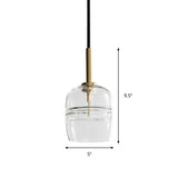 Clear Glass Jar Hanging Lamp Minimalism 1 Bulb Brass LED Pendant Ceiling Light for Dining Room Clearhalo 'Ceiling Lights' 'Close To Ceiling Lights' 'Glass shade' 'Glass' 'Modern Pendants' 'Modern' 'Pendant Lights' 'Pendants' Lighting' 359300