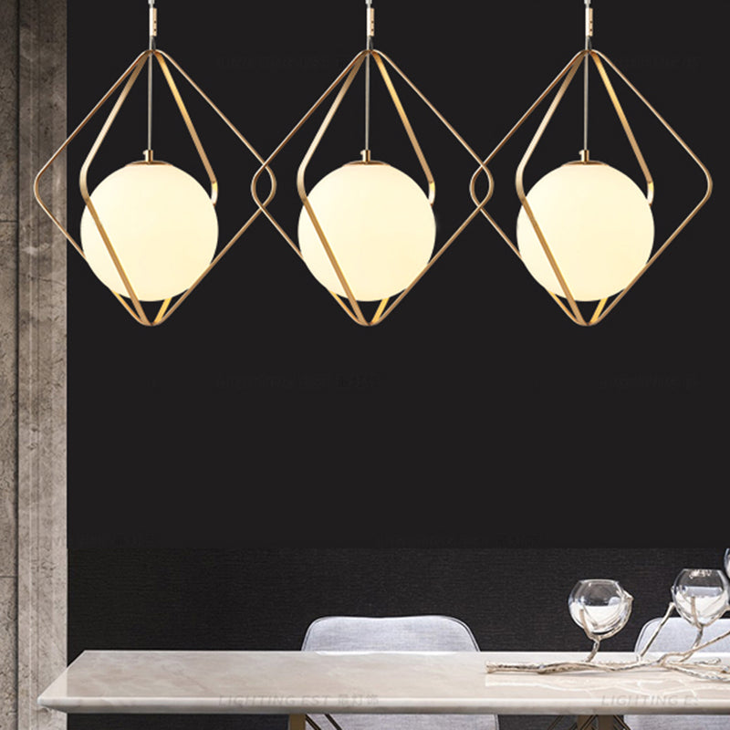 Gold Caged Hanging Pendant Light Minimalist 1 Head LED Metal Down Lighting for Bedroom, 10.5"/16" W Gold Clearhalo 'Ceiling Lights' 'Modern Pendants' 'Modern' 'Pendant Lights' 'Pendants' Lighting' 359331