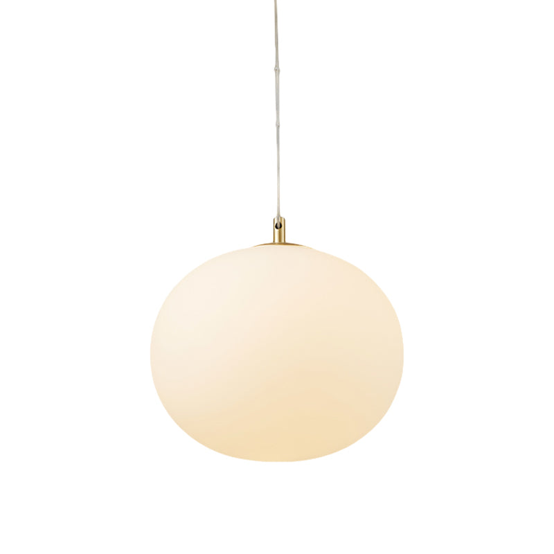 Modern Ball Hanging Light Kit White Glass 11"/13" W 1 Bulb Dining Room Suspension Lighting Clearhalo 'Ceiling Lights' 'Close To Ceiling Lights' 'Glass shade' 'Glass' 'Modern Pendants' 'Modern' 'Pendant Lights' 'Pendants' Lighting' 359394